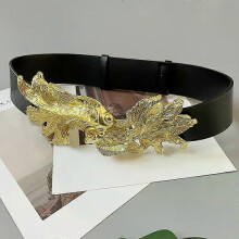 PARK (2) Metall Gold Fisch Echtes leder Weibliche Bund Mode Luxus Designer Kleid Mantel Dekoration Gürtel