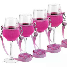 PARK (Rose rot) 4 Teile/satz Neopren Lanyard Kelch Hülse Champagner Glas Abdeckung Wein Tasse Halter