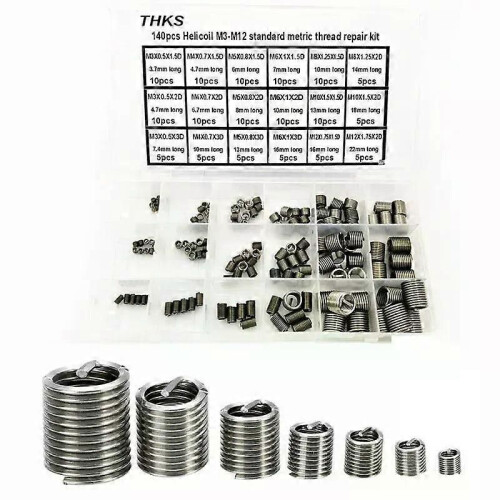 Kit Di Riparazione Filettatura 5/16" X 18 UNC, Con Trapano E Maschio In Acciaio HSS, Inserti In Acciaio Inox