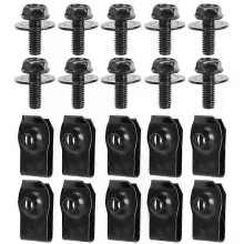 PARK (20-teiliges Set) 10/20 Stück Kfz-U-Muttern-Clip-Verschlüsse Metallbolzenschrauben M6 Unter der