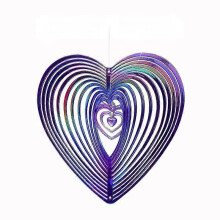 PARK (Morado) 1 pieza de molino de viento con forma de corazón palpitante de acero inoxidable ABS, atrapavientos,