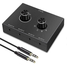PARK (4-Port-Audio-Umschalter) 4-Port 35 mm bidirektionaler Schalt-Audio-Konverter-Splitter High Stereo