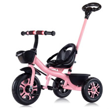 Kinderwagen 3-Rad-Fahrrad Aufsitzdreirad mit Pedalen Verstellbarer Sitz Gurt Pink Schaumräder für Kinder