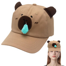 Capybara Baseball Hat - Adjustable Youth Cap with Plush Toy and Stationery Set, Comfortable Design for Capybara Lovers
