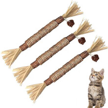 Catnip Sticks Pack of 3 for Cats, Dental Chew Rods for Teeth Cleaning, Tartar Control and Pressure Relief Toys Indoor Use