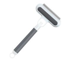 Cat Hair Care Brush, Double-Sided Cat Hair Removal Tool, Portable Ergonomic Grip for Furniture, Clothing, and Windows, Gray
