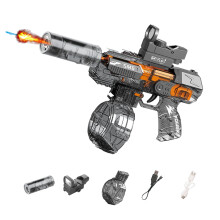 Automatic Electric Water Gun with Interactive Light, 350ml Rechargeable Water Spray Gun for Kids and Adults, Grey