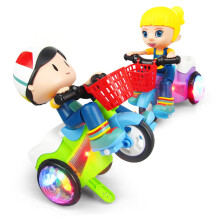 Toddler Tricycle for Boys and Girls with Music Sync Lights, Creative Stunt Design, Easy Assembly, Random Colors