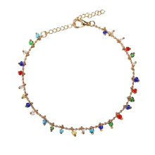 Armband Brautkostüm für kleine Mädchen, Boho Fußkettchen aus bunten Perlen, Gothic Schmuck mit Kristallringen