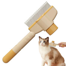 Self-Cleaning Dog Comb - Dematting Brush for Dogs and Cats, Yellow Grooming Tool for Puppies and Kittens Fur Care
