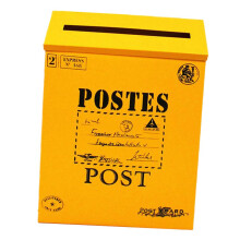 Style Letter Box Mailbox for Newspapers, Yellow Gemustert Design, Durable Metal Construction, Outdoor Use, 12x18 Inches