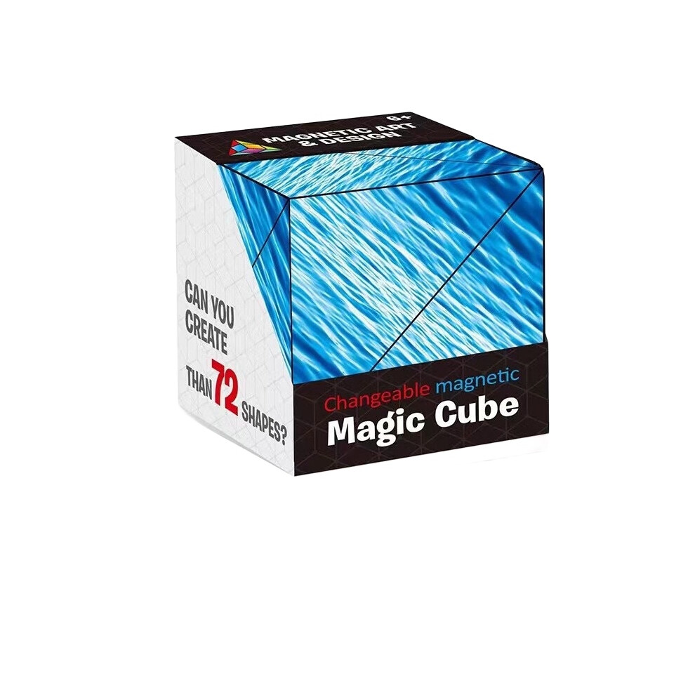 (Style C) Magic Changeable Magnetic Cube 3d Flip Puzzle Toys Ink Ocean Gifts Pattern Kids