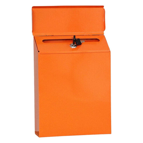 Mailbox Lockable Wall Mounted Comment Dropbox Payment Holder, Orange, Durable Steel Construction, Secure Design, Outdoor Use