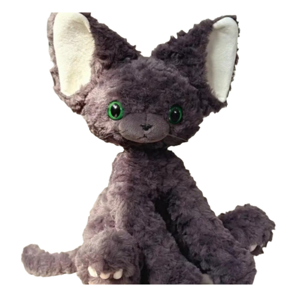 (Green Eye) Rex Black Devon Cat Plush Toy Doll Pillows With Various Colored Girls Gift Eyes-image-OPC-PK2GM7J-NEW