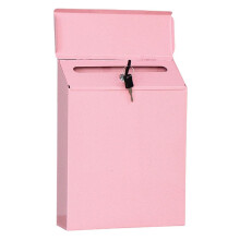 Galvanised Steel Letterbox, Pink Wall-Mount Security Postbox with Protective Flap for Outdoor Use