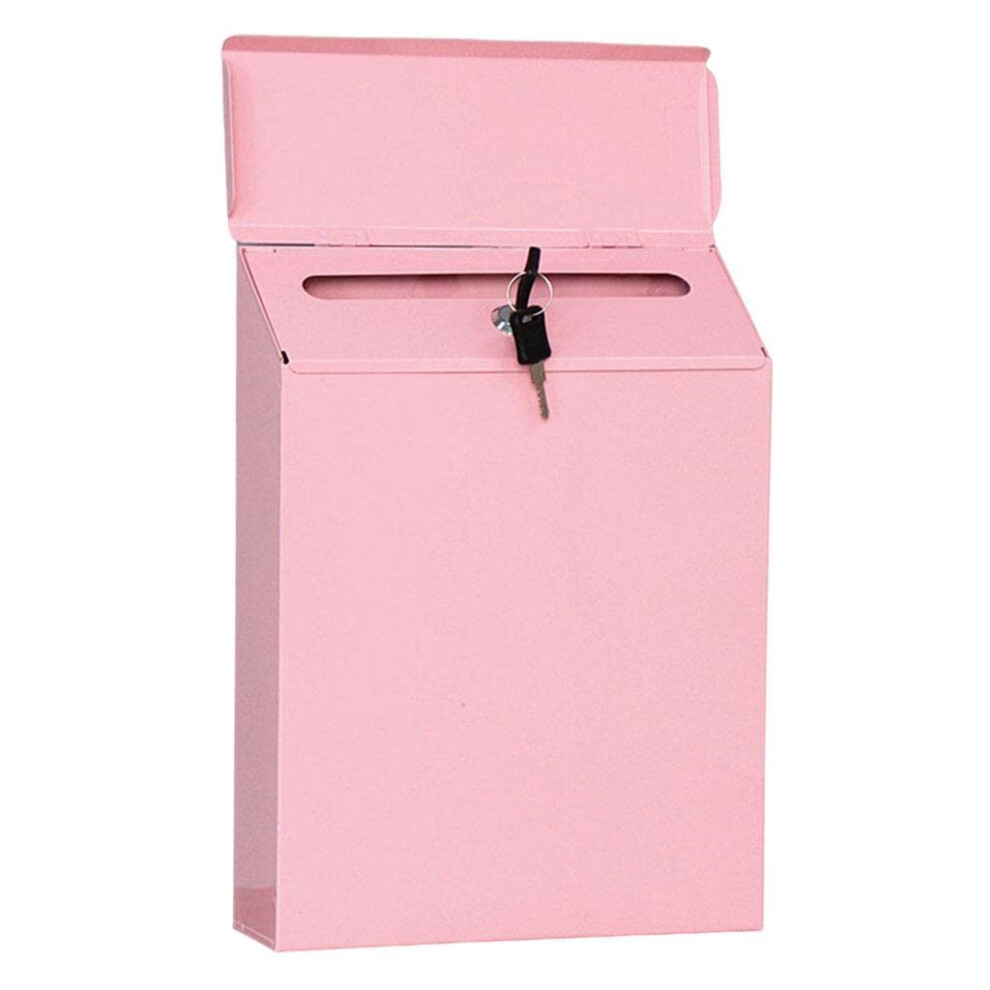 Galvanised Steel Letterbox, Pink Wall-Mount Security Postbox With Protective Flap For Outdoor Use 6038364678423