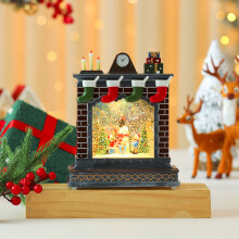 (Snowman) Ornament Music Fireplace Box With Snowman And Reindeer Christmas Decor Gift