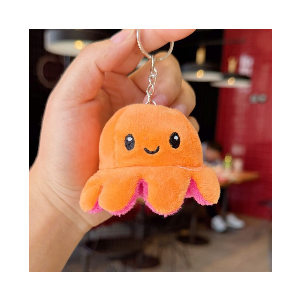(Orange) Octopus Plush Reversible Doll Pendant With Keyring Backpack Or Accessory Car-image-OPC-PK2GZPW-NEW