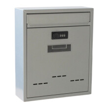 Large Wall Mounted Mailbox with Code Lock Grey Iron Waterproof Design for High Capacity Residential Use