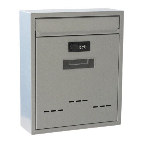 Large Wall Mounted Mailbox with Code Lock Grey Iron Waterproof Design for High Capacity Residential Use