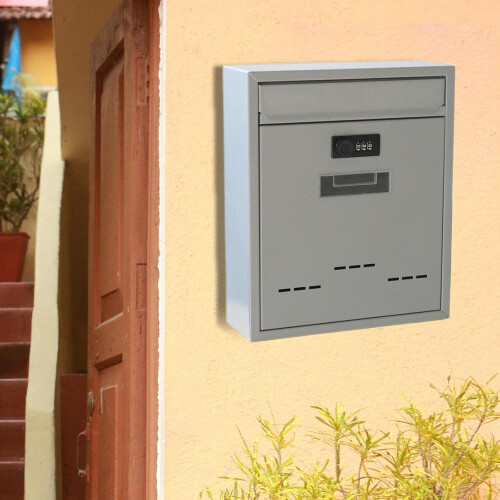 Large Wall Mounted Mailbox with Code Lock Grey Iron Waterproof Design for High Capacity Residential Use 2