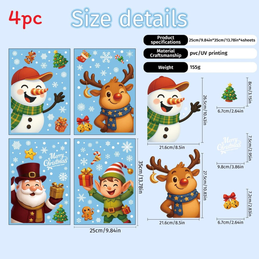 (Style B) Santa Snowman Reindeer Snowflake Pvc Window Stickers For Christmas Decor Events-image-OPC-PK2HDHP-NEW
