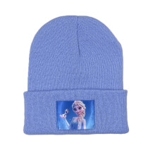 (Blue)Frozen Elsa Patch Cartoon atmungsaktive Wärme Strickmütze für Wintersport und Spiel