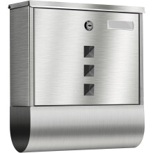 Letterbox Stainless Steel Post Box with Newspaper Compartment, Waterproof Brushed Silver Design, Name Plate Included