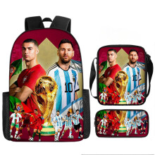 (StyleNN)Football Messi Cartoon Impression Enfants Sac à Dos Double Épaule Pour Utilisation École