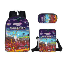 (23)Zaino Minecraft Gioco Cartoni Animati Personaggio Stampato Bambini Grande Capacità