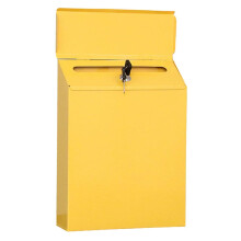 Iron Vertical Modern Mailbox Locking Drop Box Durable Key Newspaper Holder Front Door Yellow 12x4x40 Inches