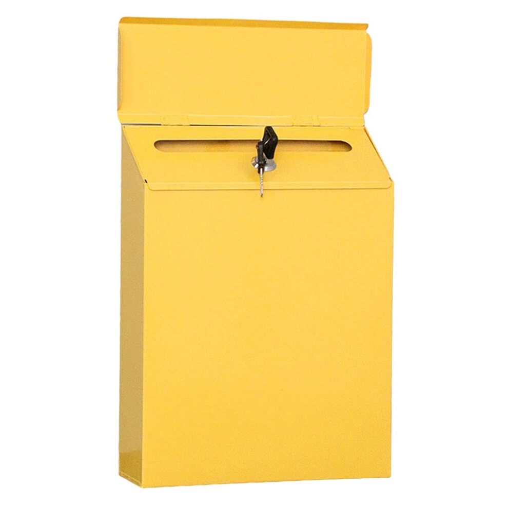 Iron Vertical Modern Mailbox Locking Drop Box Durable Key Newspaper Holder Front Door Yellow 12X4x40 Inches 6038364680686