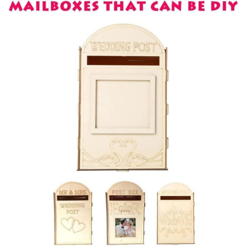 Letter Box Medium Capacity Wooden Mailbox Wall Mounted DIY Modern Design Parcel Box Style A 2