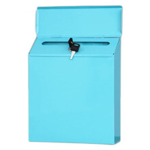 Lockable Wall-Mounted Mailbox, Metal Letter Box for Home and Office, Unique Rural Design, Color B Blue