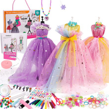 Fashion Design Girls Craft Set with 2 Mannequins, Fabric, Scissors, Sketchbook, and Art Supplies for Creative Kids