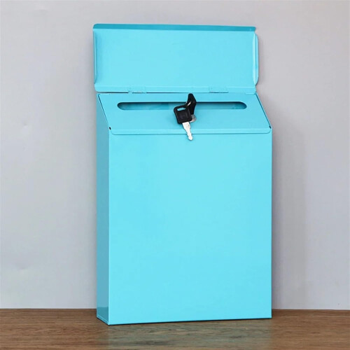 Lockable Mailbox, Wall-Mounted Iron Mailbox, Rectangular Solid Newspaper Holder for Home Use, White Color 2