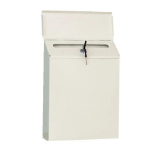 Lockable Mailbox, Wall-Mounted Iron Mailbox, Rectangular Solid Newspaper Holder for Home Use, White Color