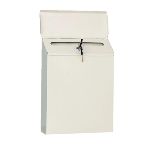 Lockable Mailbox, Wall-Mounted Iron Mailbox, Rectangular Solid Newspaper Holder for Home Use, White Color