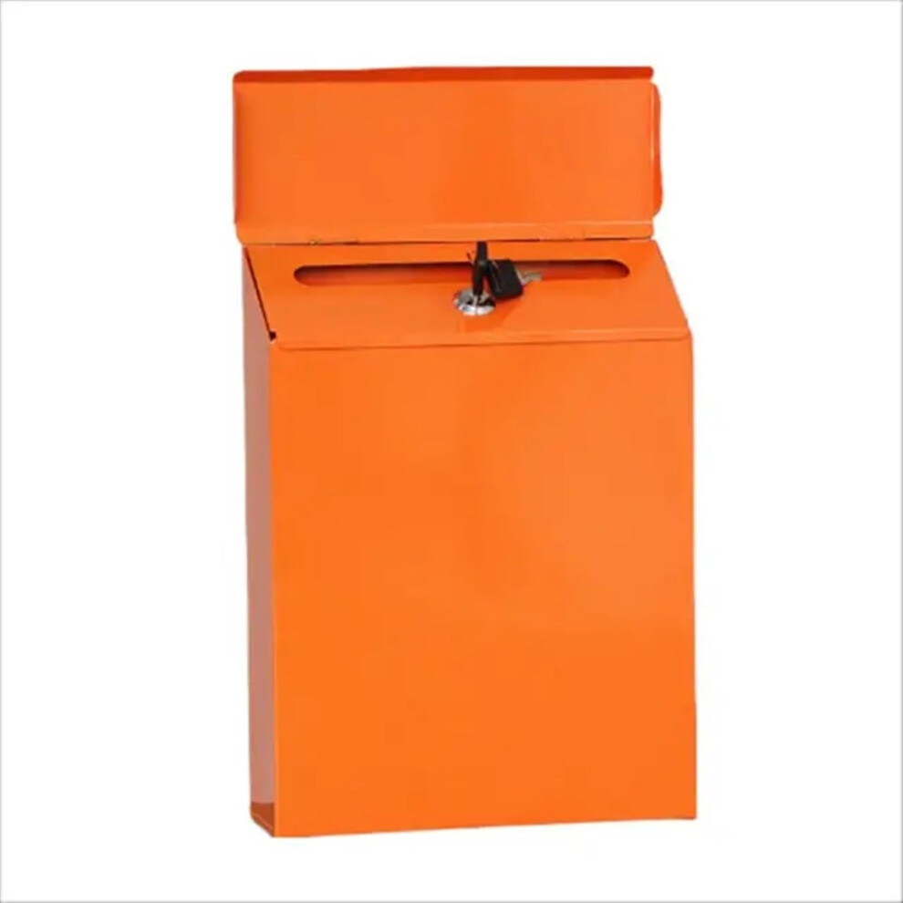 Lockable Letterbox Mailbox, Orange Hanging Iron Mailbox, Square Solid Newspaper Box For Home Mail Storage 6447073056147