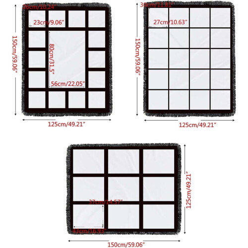 Sublimations Flannel Blanket Heat Press Personalized Printable 9 Panel 15 Panel 20 Panel Custom Design Options 2