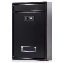 Lockable Letterbox for Wall Mounting Outdoor Use, Large Capacity Postbox with Combination Lock and Viewing Window, 21x9x32cm Black