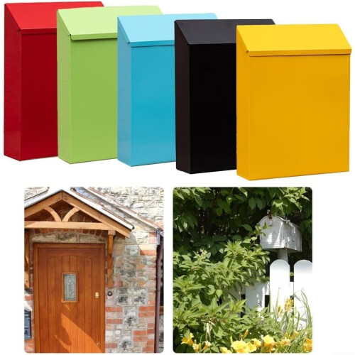 Rustic Iron Wall Mailbox with Strong Lock Mechanism, Wall-Mounted Design, Green Color, Includes 2 Keys 2