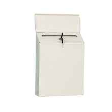 Wall Letter Box with Key Lock, Metal Outdoor Mailbox, Secure Drop Lock Box, White 30x23x6cm Wall Mounting