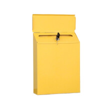 Letter Boxes - Lockable Metal Wall-Mounted Postbox with Key Lock, Secure Drop Lock Box, Yellow 30x23x6cm