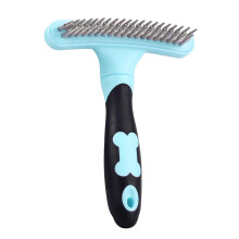 Cat Grooming Rake - Double-sided Fur Comb for Kittens, Heavy De-shedding Tool, Hair Knot Removal, Blue