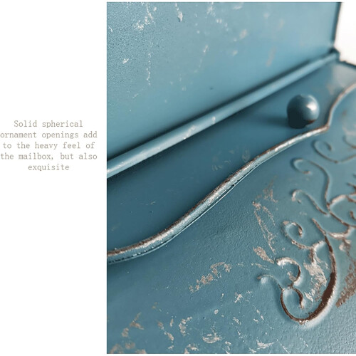 Secure Lockable Letterbox 39.5 x 24.5 cm, Wall Mounted Decorative Blue, Waterproof Durable Nostalgic Style 2