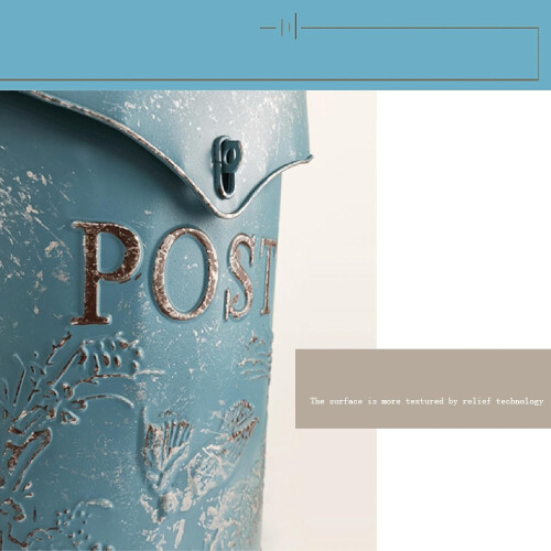 Secure Lockable Letterbox 39.5 x 24.5 cm, Wall Mounted Decorative Blue, Waterproof Durable Nostalgic Style 1