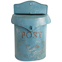 Secure Lockable Letterbox 39.5 x 24.5 cm, Wall Mounted Decorative Blue, Waterproof Durable Nostalgic Style