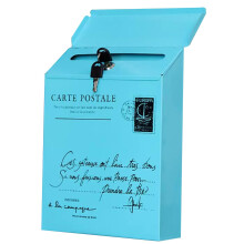 Wandbriefkasten Blue, Kleiner Abschließbarer Briefkasten für Standardbriefe, 29x21x6cm für Außenbereich und Wohnung