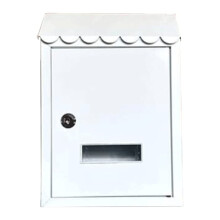 Portable Mailbox with Lock, European Style Wall-Mounted Mailbox with Window, Creative Home Decoration, White
